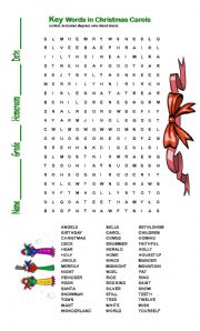 Christmas Carol Words Search & Key - Legal Paper