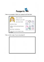 English Worksheet: Travel Passport