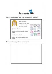 English worksheet: Travel Passport