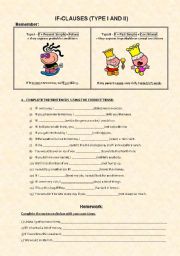 English Worksheet: If-Clauses (I, II) + Extra-activity (for homework)