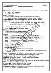 English Worksheet: grammar summary  to help 4th year students (first and second term)