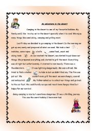 English Worksheet: An adventure story