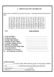 English Worksheet: festival of india