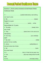 English Worksheet: present Perfect Continuous Tense