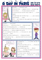 English Worksheet: A DAY IN PARIS - am/is/are/was/were