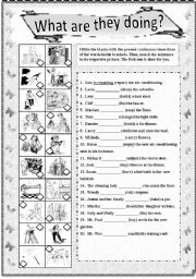 English Worksheet: Present Continuous Tense with Answer Key