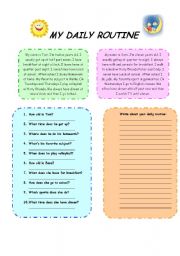 English Worksheet: My daily routine