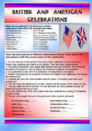 English Worksheet: British and American celebrations