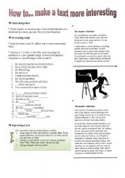 English Worksheet: How to... make a text more interesting