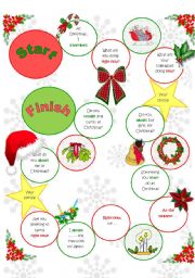 English Worksheet: Christmas board game