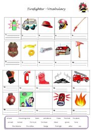 English Worksheet: firefighter related vocabulary