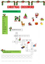 English Worksheet: CHRISTMAS  CROSSWORD