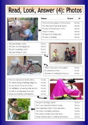 English Worksheet: Read - Look - Answer: Photos (4)