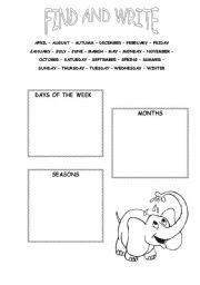 English Worksheet: Find And Write