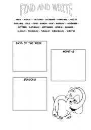 English worksheet: Find And Write