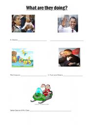 English Worksheet: Describing Pictures with Present Continuous