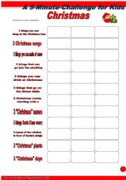 English Worksheet: A 5-Minute-Activity (Christmas Edition)