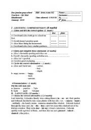 English Worksheet: 2nd term exam