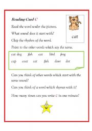 English Worksheet: homework reading cards part 2