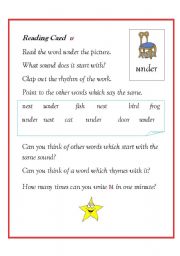 English Worksheet: homework reading cards set 3