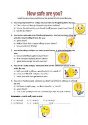 English Worksheet: How Safe Are You?