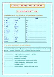 English Worksheet: COMPUTER AND THE INTERNET