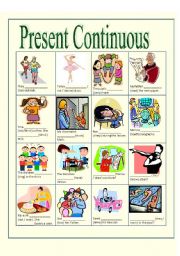 English Worksheet: Present Continuous- All forms + KEY