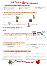 English Worksheet: All I want for Christmas ...