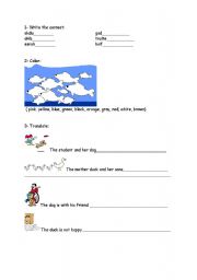English worksheet: Animals and colors