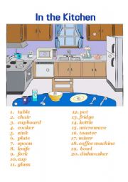English Worksheet: In The Kitchen-Pictionary