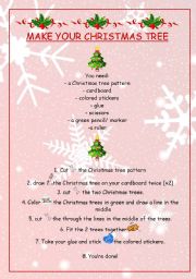 English Worksheet: MAKE YOUR OWN CHRISTMAS TREE