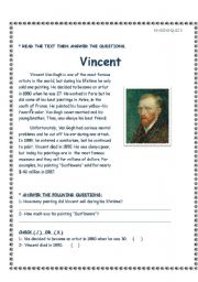 English Worksheet: Vincent 