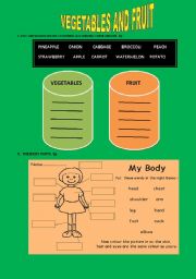 English worksheet: fruit and vegetables and clothes