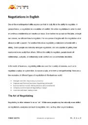 English Worksheet: negotiation in english