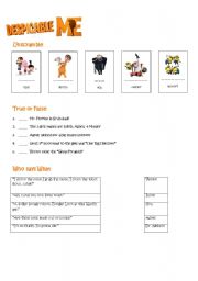 English Worksheet: Despicable Me Worksheet