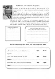 English Worksheet: past tense reading