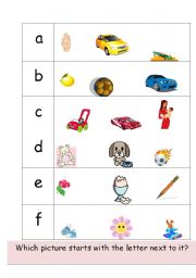 English Worksheet: Initial sounds printable.