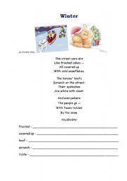 English Worksheet: winter poem with vocabulary