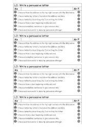 English worksheet: Independent writing success criteria