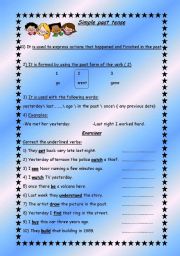 English worksheet: past simple tense