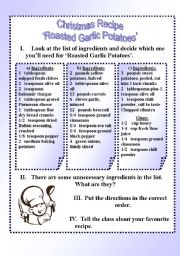 English Worksheet: Christmas Recipe