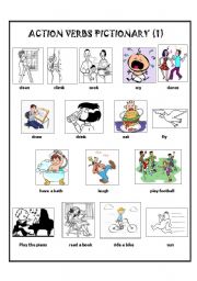 English Worksheet: ACTION VERBS PICTIONARY (2 pages)