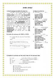English Worksheet: WHEN-WHILE in the past