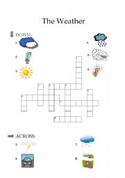 English Worksheet: The weather - crossword