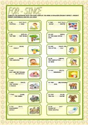 English Worksheet: FOR - SINCE