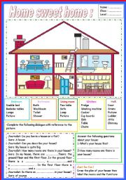 English Worksheet: home sweet home