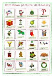 English Worksheet: christmas picture dictionary