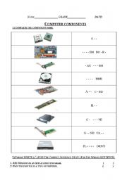 English Worksheet: Computer components
