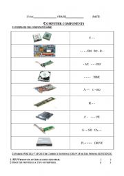 English worksheet: Computer components