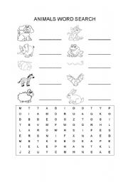 Basic Animals Word Search